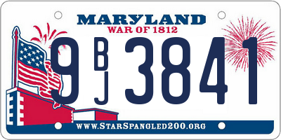 MD license plate 9BJ3841