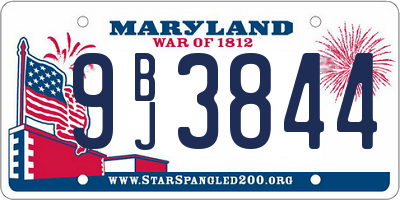 MD license plate 9BJ3844