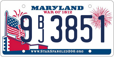 MD license plate 9BJ3851