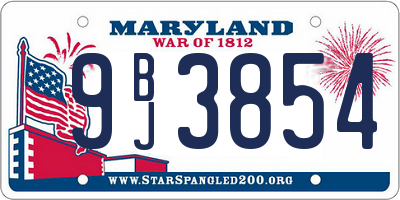 MD license plate 9BJ3854