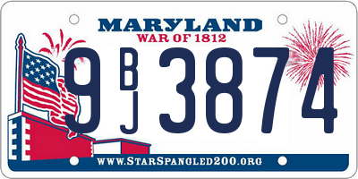 MD license plate 9BJ3874