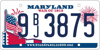 MD license plate 9BJ3875