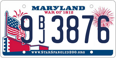 MD license plate 9BJ3876