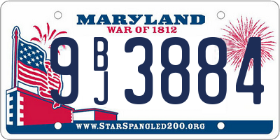 MD license plate 9BJ3884