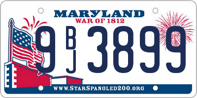MD license plate 9BJ3899