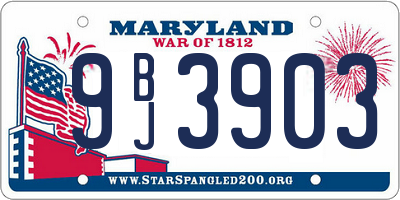 MD license plate 9BJ3903