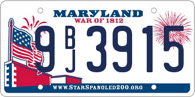 MD license plate 9BJ3915