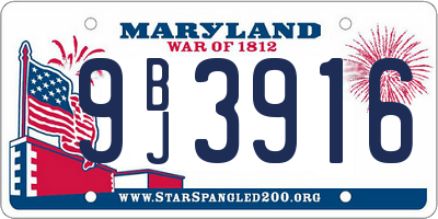 MD license plate 9BJ3916