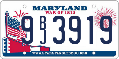 MD license plate 9BJ3919