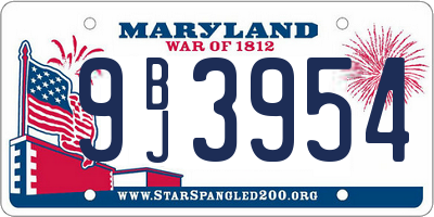 MD license plate 9BJ3954