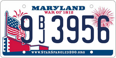 MD license plate 9BJ3956