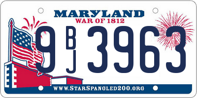 MD license plate 9BJ3963