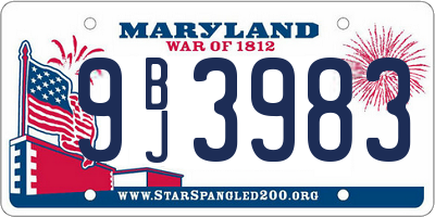MD license plate 9BJ3983