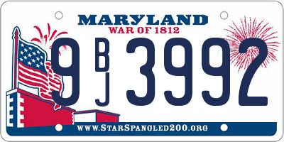 MD license plate 9BJ3992