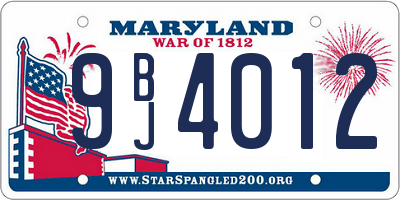 MD license plate 9BJ4012