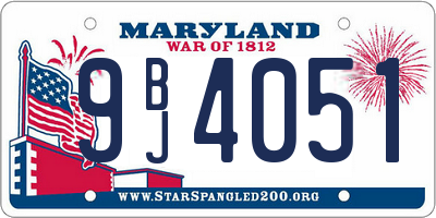 MD license plate 9BJ4051