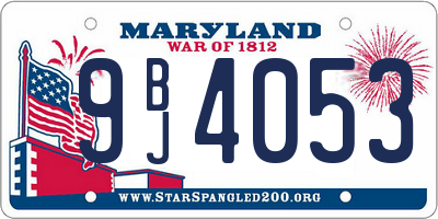 MD license plate 9BJ4053