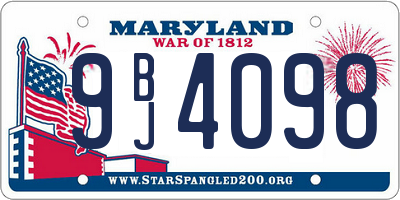 MD license plate 9BJ4098