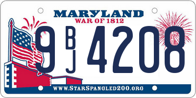 MD license plate 9BJ4208