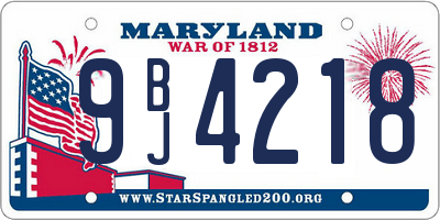 MD license plate 9BJ4218
