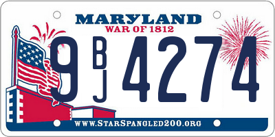 MD license plate 9BJ4274