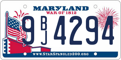 MD license plate 9BJ4294
