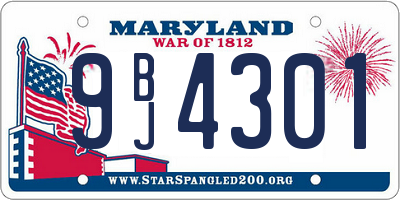 MD license plate 9BJ4301