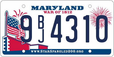 MD license plate 9BJ4310