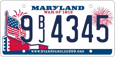 MD license plate 9BJ4345