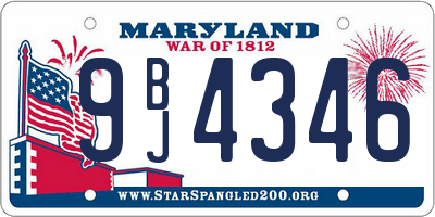 MD license plate 9BJ4346
