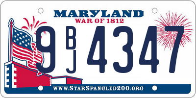 MD license plate 9BJ4347