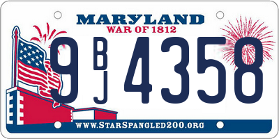 MD license plate 9BJ4358