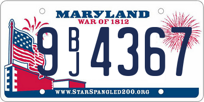 MD license plate 9BJ4367