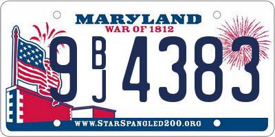 MD license plate 9BJ4383