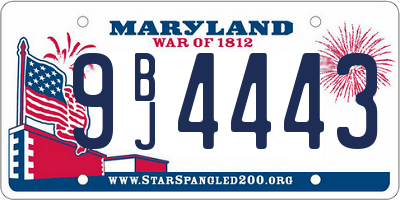 MD license plate 9BJ4443
