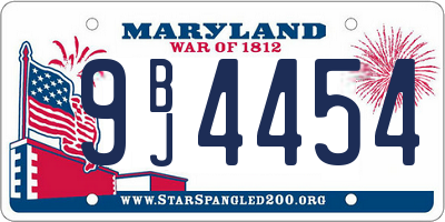 MD license plate 9BJ4454