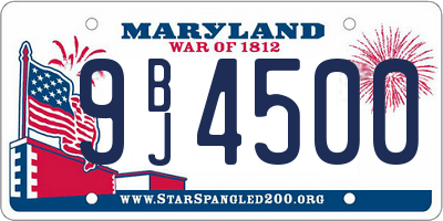 MD license plate 9BJ4500