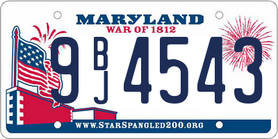 MD license plate 9BJ4543