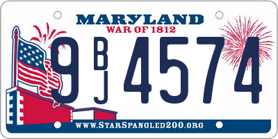 MD license plate 9BJ4574
