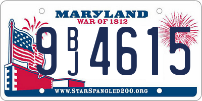 MD license plate 9BJ4615