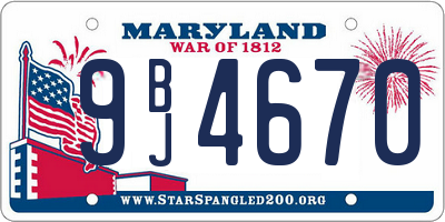 MD license plate 9BJ4670