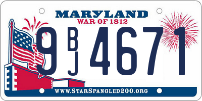 MD license plate 9BJ4671