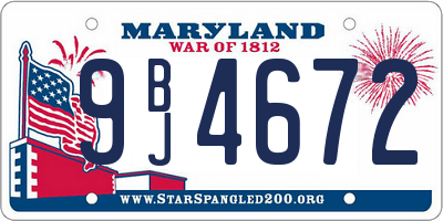 MD license plate 9BJ4672