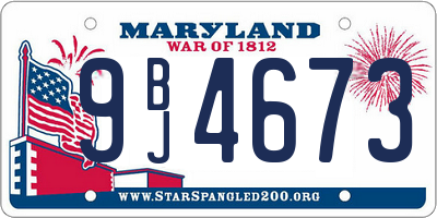 MD license plate 9BJ4673
