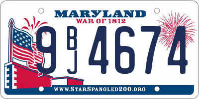 MD license plate 9BJ4674