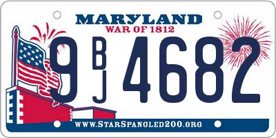 MD license plate 9BJ4682