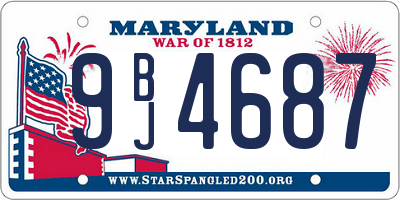 MD license plate 9BJ4687