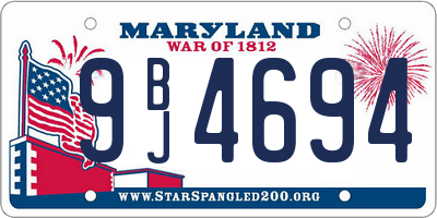 MD license plate 9BJ4694