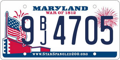 MD license plate 9BJ4705