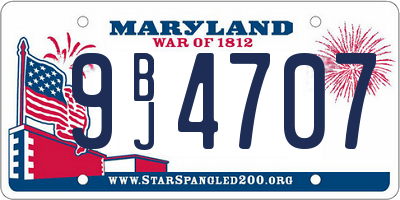 MD license plate 9BJ4707